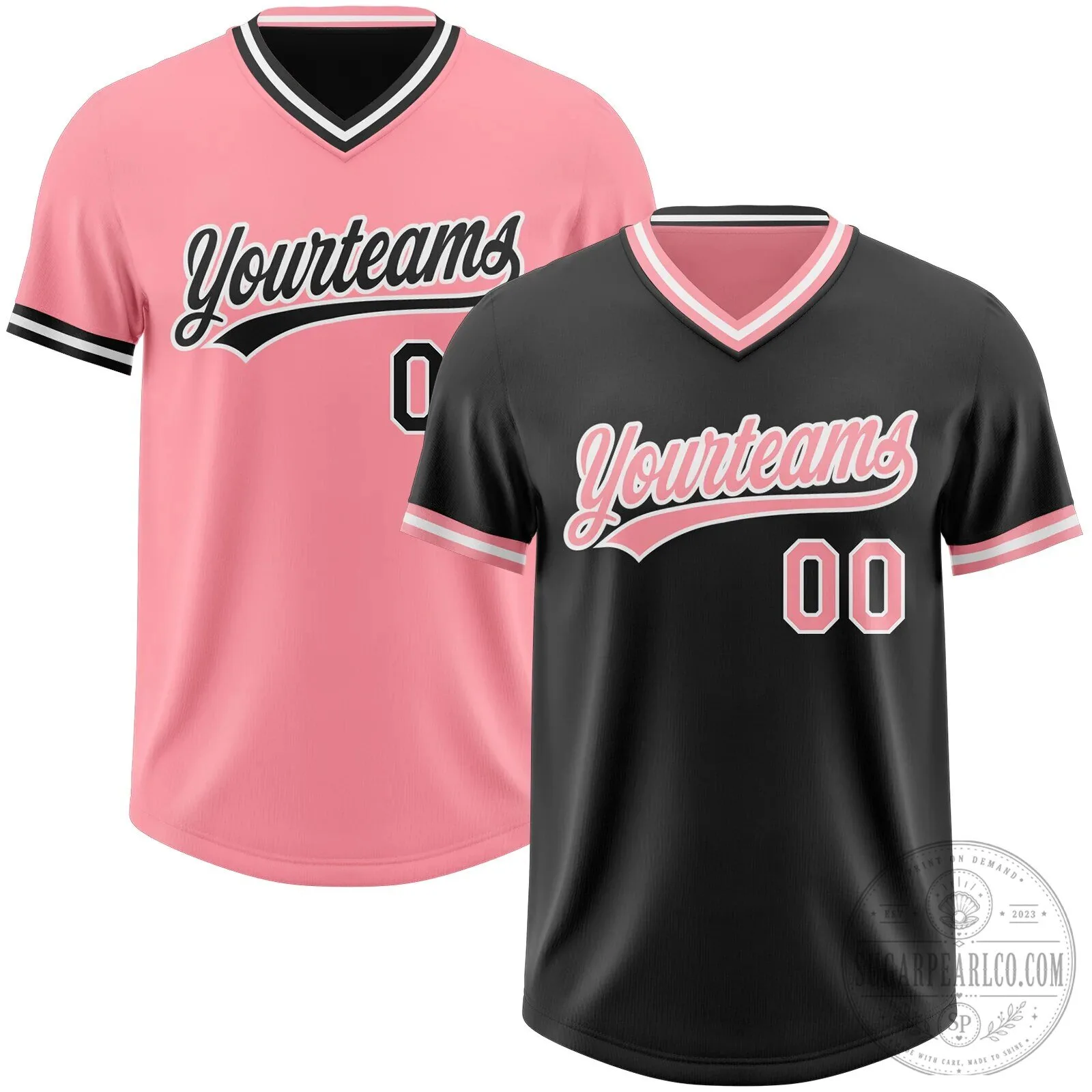 Custom Black Pink White Reversible Pullover Baseball Jersey Shirt