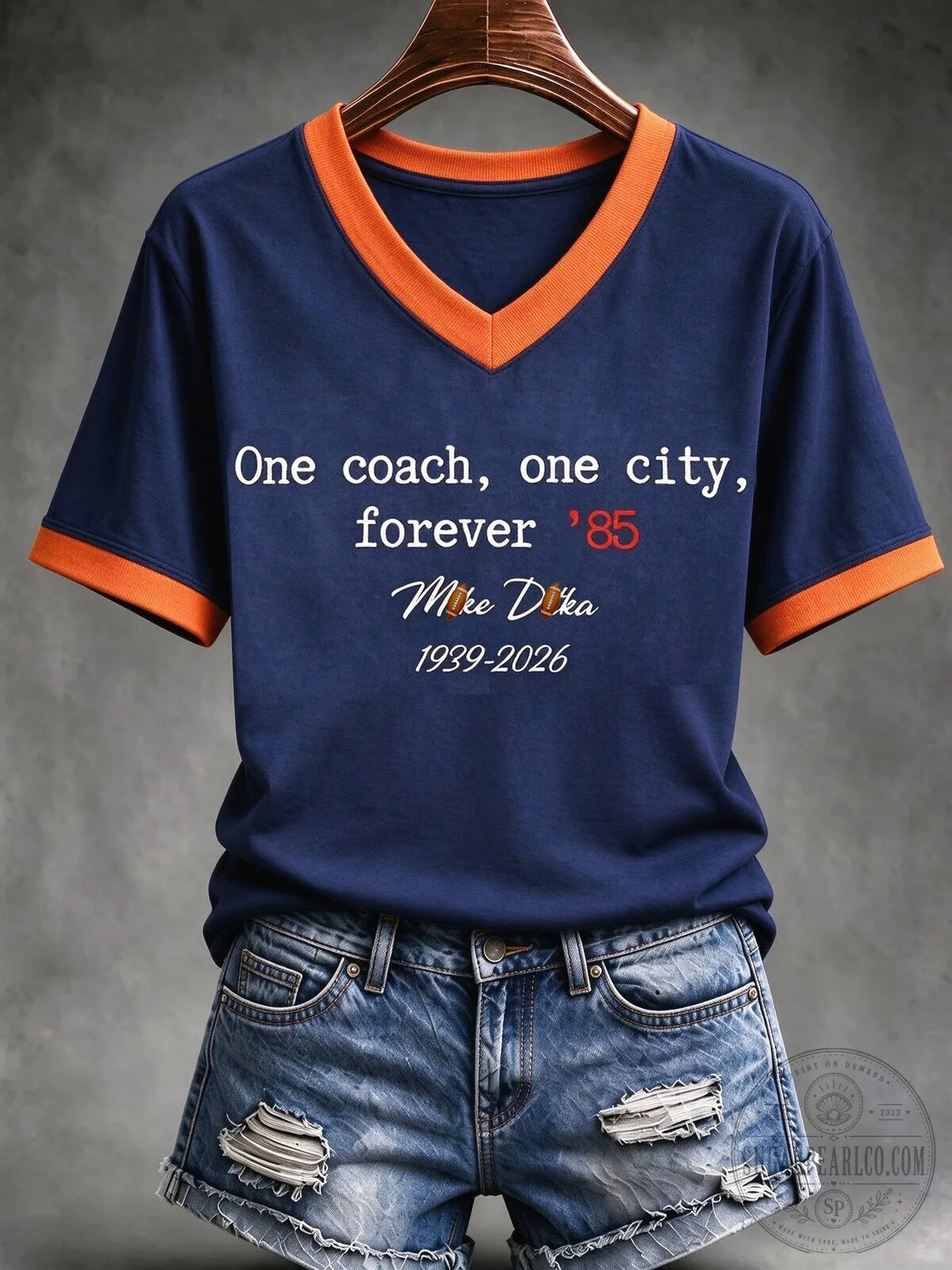 Mike Ditka Chicago Bears Football Coach Tribute Forever 85 V-Neck T-Shirt 2 Mike Ditka Chicago Bears Football Coach Tribute Forever 85 V-Neck T-Shirt