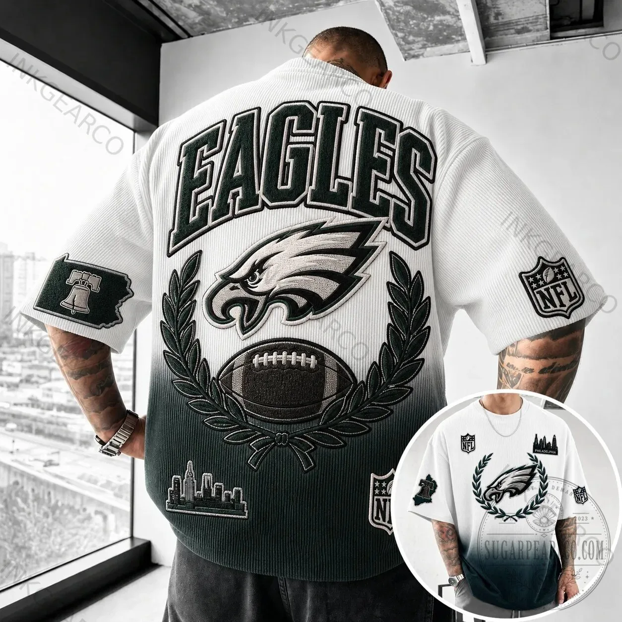 Philadelphia Eagles Football Club Oversized Rugby Style T-Shirt 5 Philadelphia Eagles Football Club Oversized Rugby Style T-Shirt