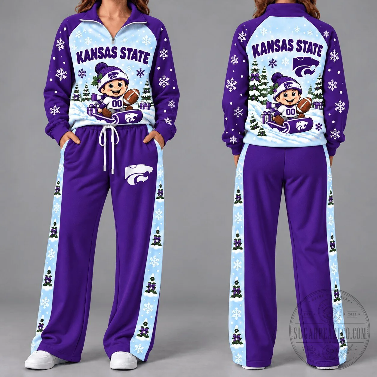 Kansas State Wildcats Willie the Wildcat Christmas Snowflakes Hoodie