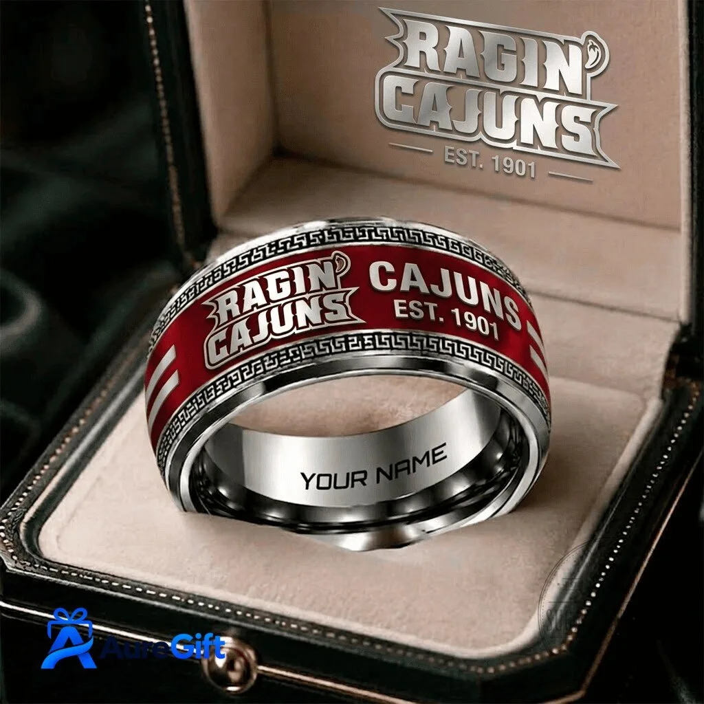Personalized Stainless Steel Ring for Louisiana Ragin' Cajuns NCAA Fans 1 Personalized Stainless Steel Ring for Louisiana Ragin' Cajuns NCAA Fans