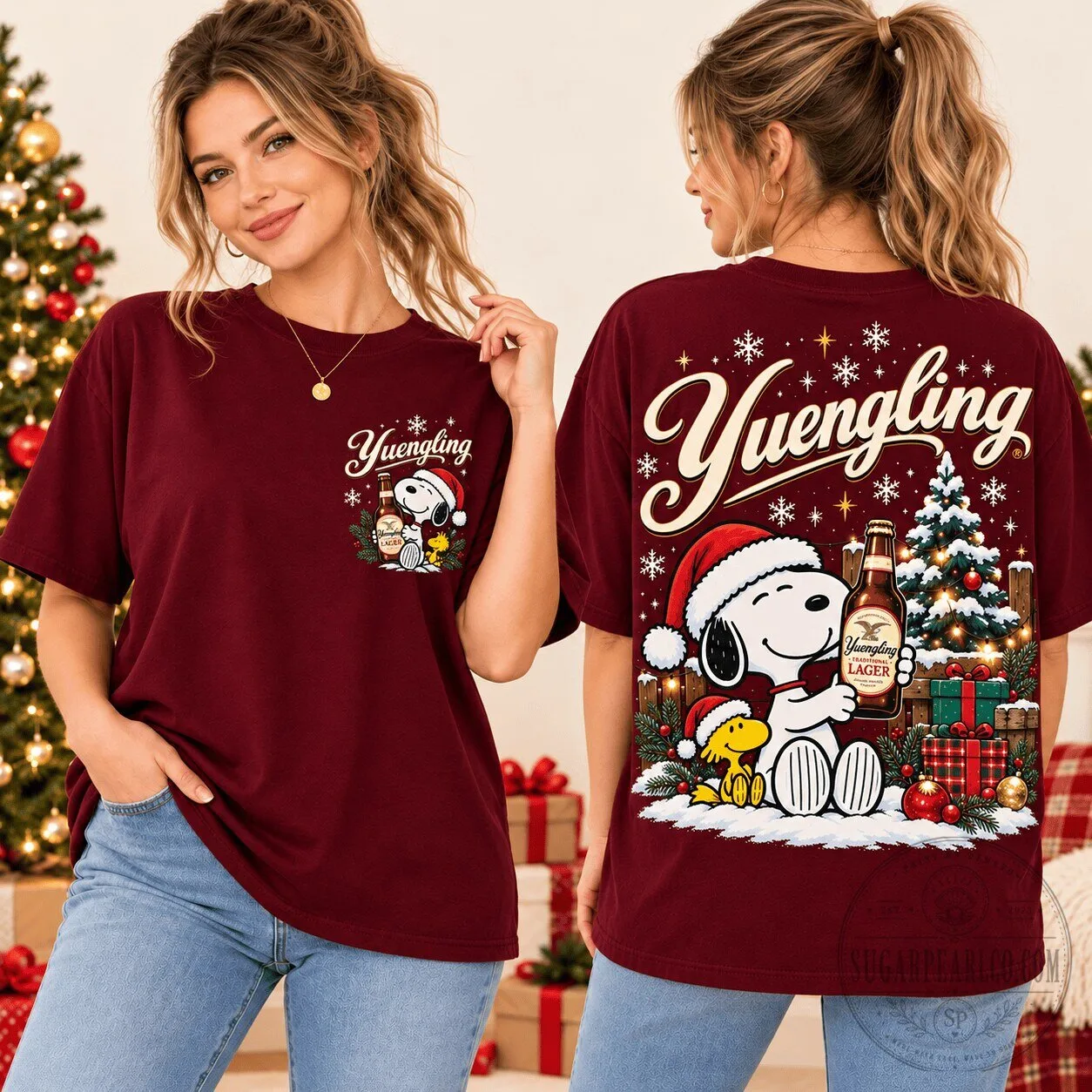 Yuengling Christmas Snoopy Holiday Beer Festive Short-Sleeve T-Shirt