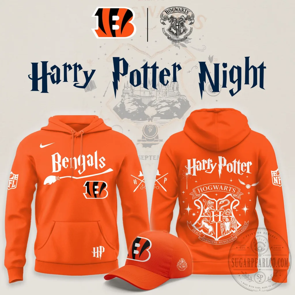 Cincinnati Bengals Harry Potter Night Hogwarts Crest Orange Hoodie Cincinnati Bengals Harry Potter Night Hogwarts Crest Orange Hoodie