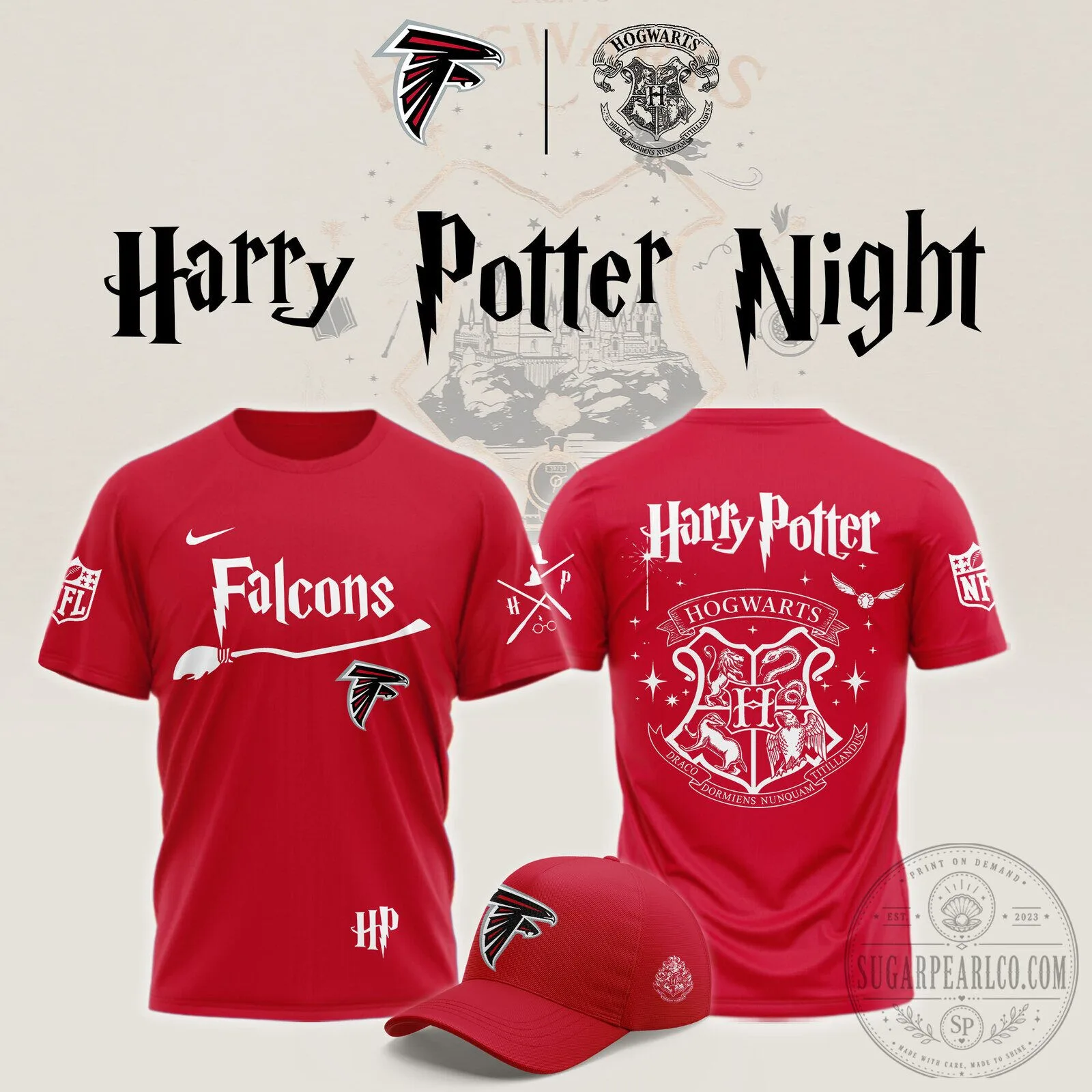 Atlanta Falcons Harry Potter Night Red T-Shirt
