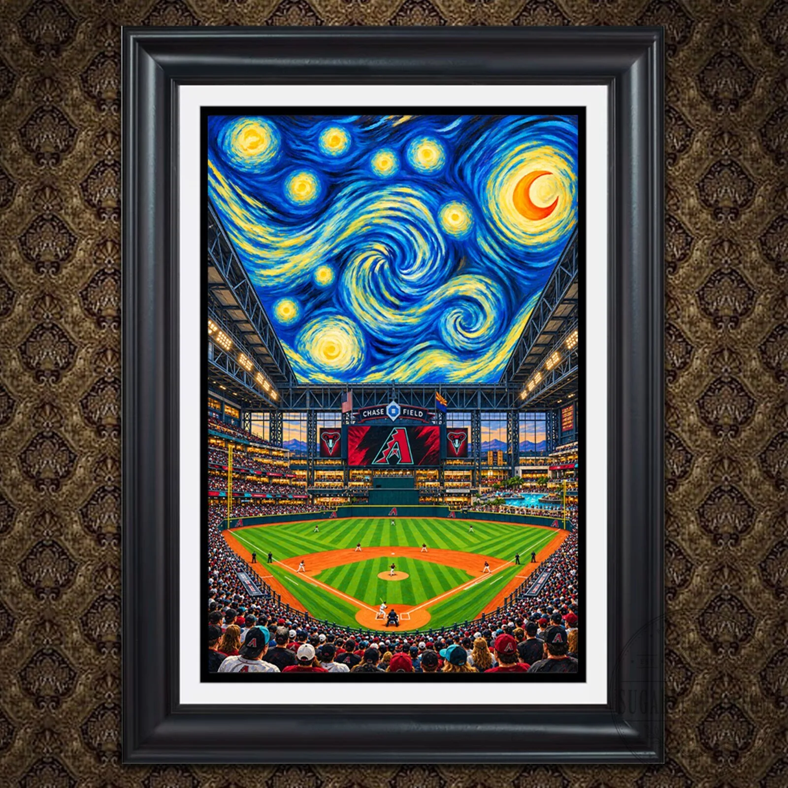 Arizona Diamondbacks Chase Field Starry Night Van Gogh Style Baseball Stadium Wall Art