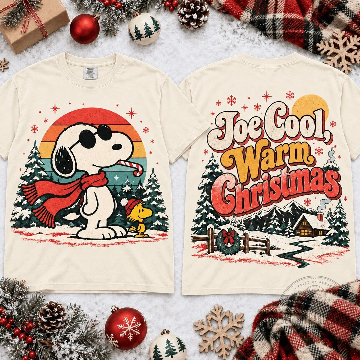 Snoopy Joe Cool Warm Christmas Retro Vintage Holiday T-Shirt