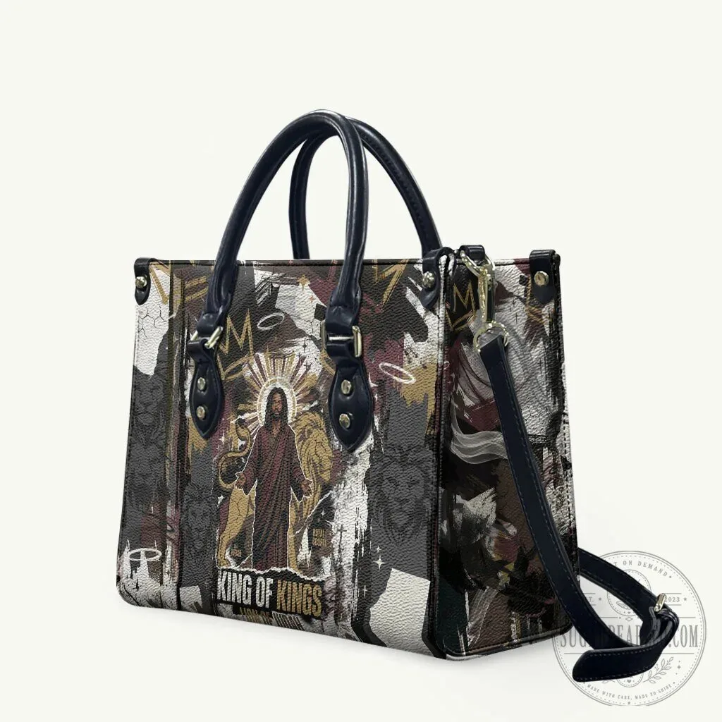 King of Kings Jesus Christ Lion of Judah Religious Faith Crown Leather Handbag