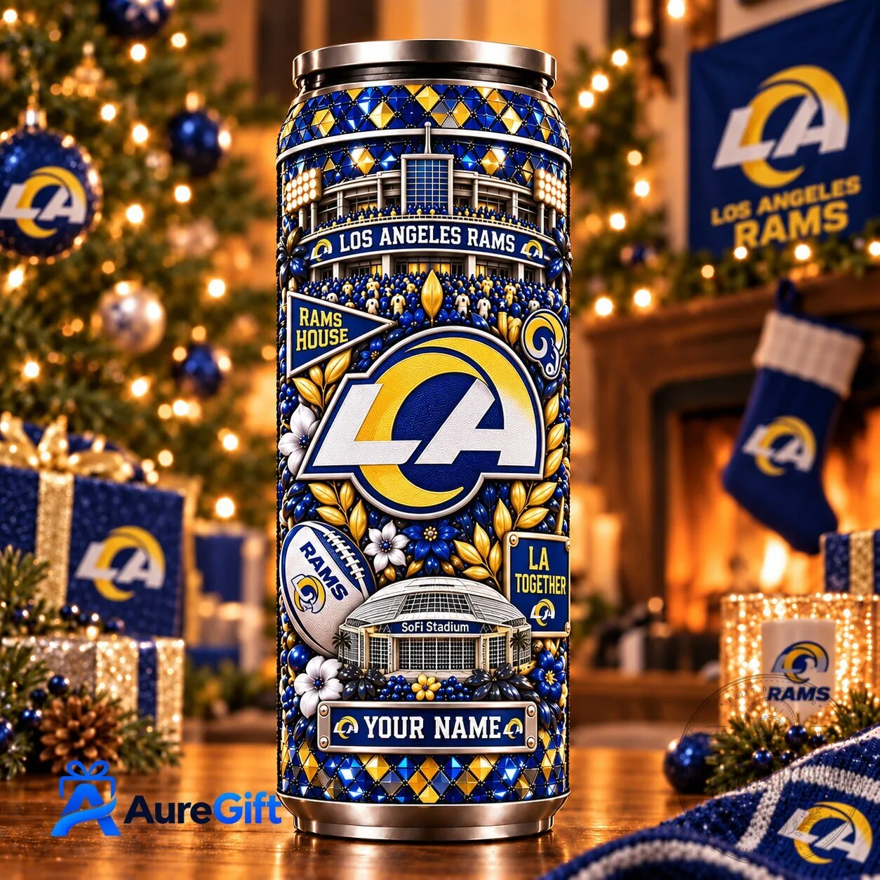 Los Angeles Rams Personalized NFL Football Team Can Tumbler