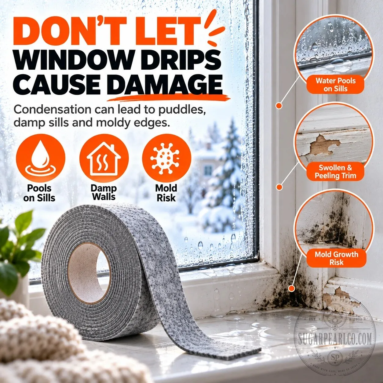 Self-Adhesive Window Condensation Absorbent Felt Strip for Winter Drips 10 Self-Adhesive Window Condensation Absorbent Felt Strip for Winter Drips