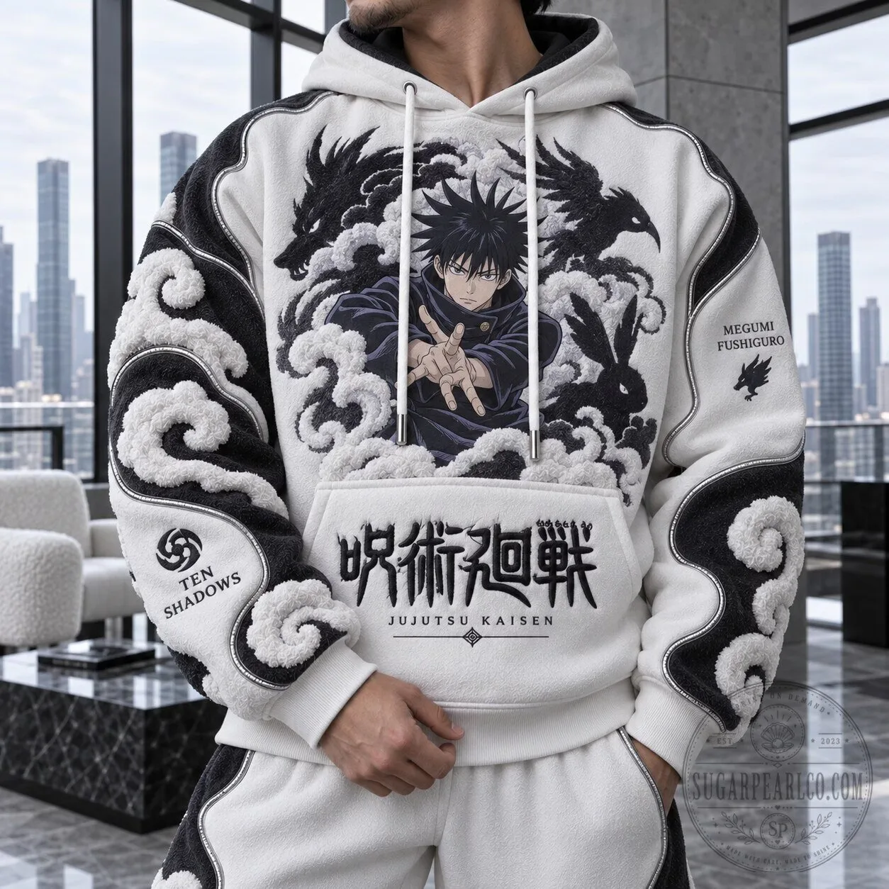 Jujutsu Kaisen Megumi Fushiguro Ten Shadows Technique Anime Hoodie 3 Jujutsu Kaisen Megumi Fushiguro Ten Shadows Technique Anime Hoodie