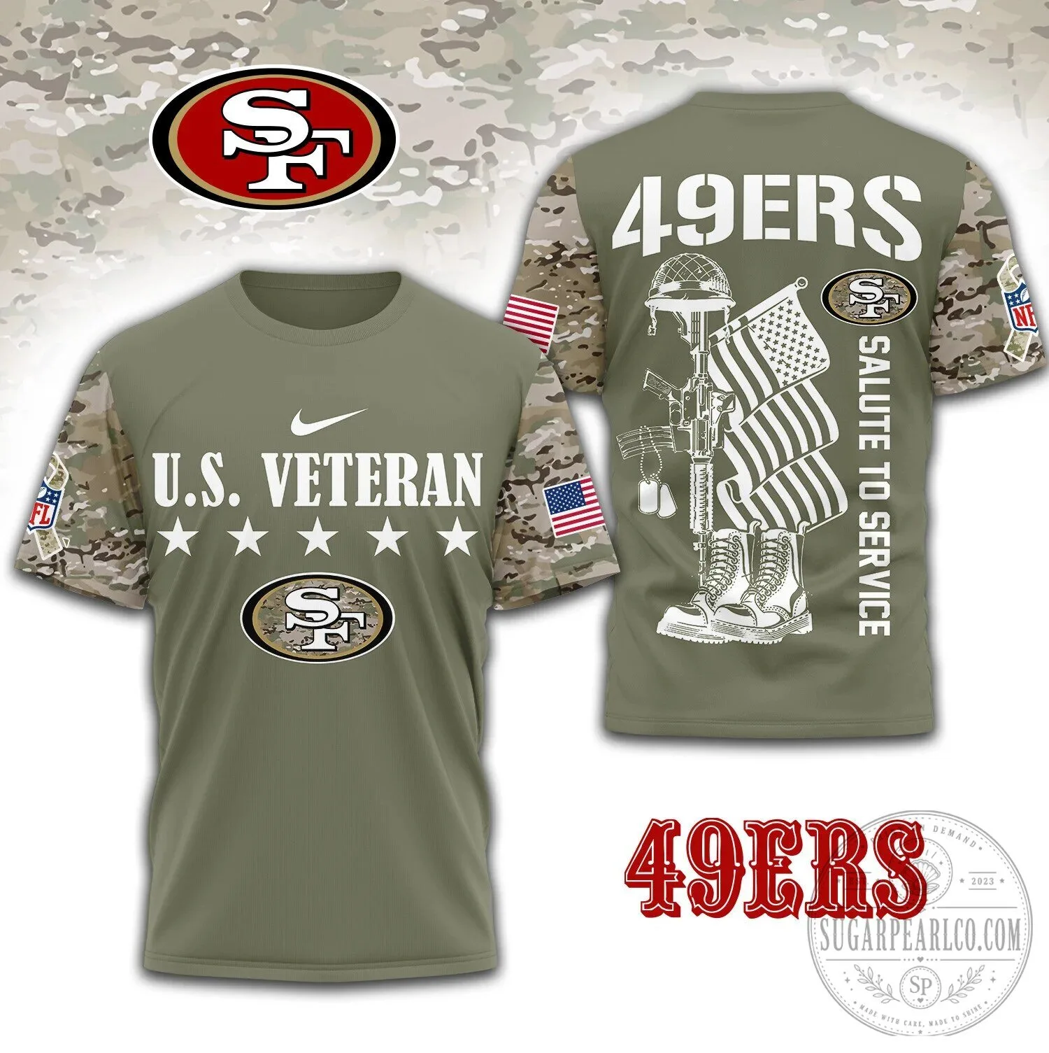 San Francisco 49ers U.S. Veteran Salute To Service Football T-Shirt