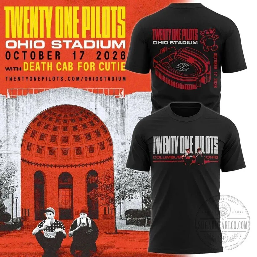 Black T-Shirt for October 2026 Twenty One Pilots Concert at Ohio Stadium